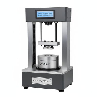 Mesin pengujian tegangan dengan akurasi kekuatan uji ± 1%, diameter uji 120 mm dan akurasi kecepatan uji ± 0,5% untuk pengujian bahan